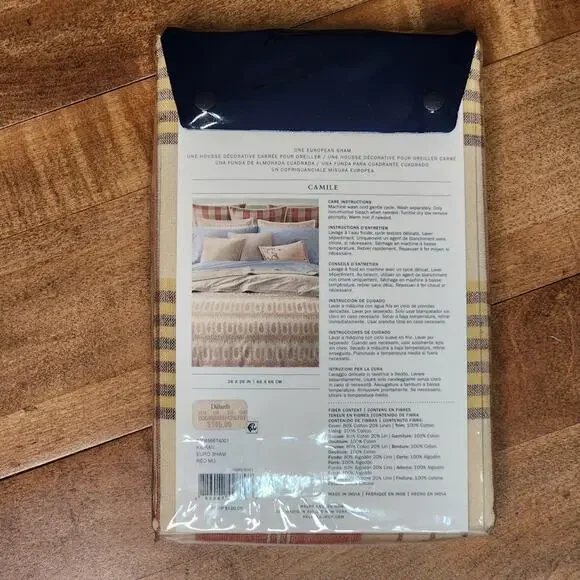 Ralph Lauren Red Plaid Camile Euro Pillow Sham NWT